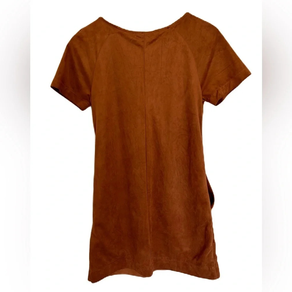 Patrons of Peace Brown Faux Suede‎ Short Sleeve Mini Dress XS Boho Festival - Picture 2 of 9